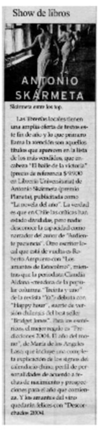 Skármeta entre los top Skármeta entre los top