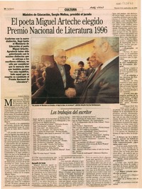 El poeta Miguel Arteche elegido Premio Nacional de Literatura 1996 El poeta Miguel Arteche elegido Premio Nacional de Literatura 1996