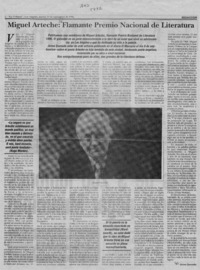 Miguel Arteche, flamante Premio Nacional de Literatura Miguel Arteche, flamante Premio Nacional de Literatura