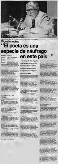 "El poeta es una especie de náufrago en este país" "El poeta es una especie de náufrago en este país"