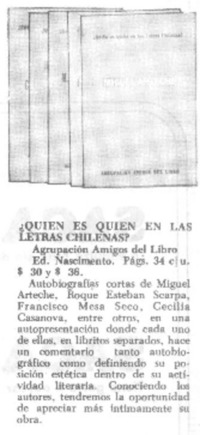 Quién es quién en las letras chilenas? Quién es quién en las letras chilenas?