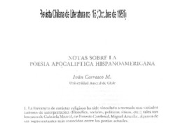 Notas sobre la poesía apocalíptica hispanoamericana Notas sobre la poesía apocalíptica hispanoamericana