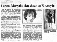 La Srta. Margarita dicta en clases en el Arrayán. La Srta. Margarita dicta en clases en el Arrayán.