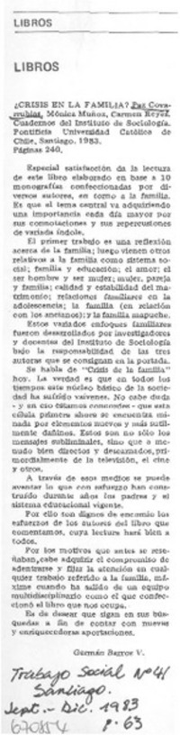 ¿Crisis en la familia? ¿Crisis en la familia?