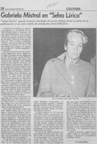 Gabriela Mistral en "Selva lírica" Gabriela Mistral en "Selva lírica"