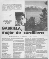Gabriela, mujer de cordillera Gabriela, mujer de cordillera