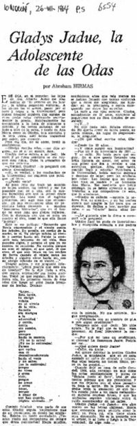 Gladys Jadue, la adolescente de las olas Gladys Jadue, la adolescente de las olas