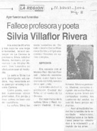 Fallece profesora y poeta Silvia Villaflor Rivera Fallece profesora y poeta Silvia Villaflor Rivera