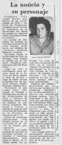 La Noticia y su personaje. La Noticia y su personaje.