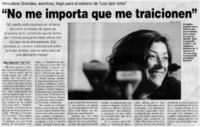"No me importa que me traicionen" Almudena Grandes, escritora, llegó para el estreno de "Los ojos rotos" "No me importa que me traicionen" Almudena Grandes, escritora, llegó para el estreno de "Los ojos rotos"