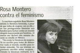 Rosa Montero contra el feminismo. Rosa Montero contra el feminismo.