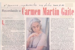 Recordando a Carmen Martín Gaite Recordando a Carmen Martín Gaite