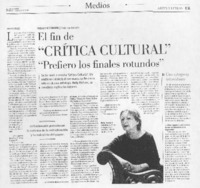 El fin de "Crítica cultural": "prefiero los finales rotundos" (entrevista) El fin de "Crítica cultural": "prefiero los finales rotundos" (entrevista)
