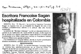 Escritora Françoise Sagan hospitalizada en Colombia Escritora Françoise Sagan hospitalizada en Colombia