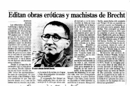 Editan obras eróticas y machistas de Brecht. Editan obras eróticas y machistas de Brecht.