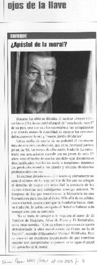 ¿Apostol de la moral? ¿Apostol de la moral?