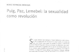 Puig, Paz, Lemebel: la sexualidad como revolución Puig, Paz, Lemebel: la sexualidad como revolución