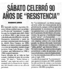 Sábato celebró 90 años de "resistencia". Sábato celebró 90 años de "resistencia".