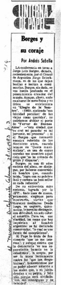 Borges y su coraje Borges y su coraje