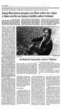 Jorge Boccanera prepara un libro sobre los viajes y tiene escrito un ensayo inédito sobre Gelman Jorge Boccanera prepara un libro sobre los viajes y tiene escrito un ensayo inédito sobre Gelman