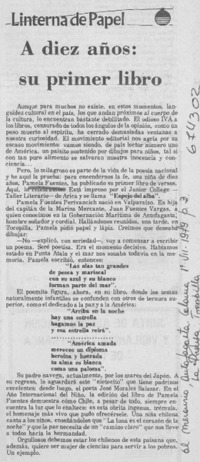 A diez años, su primer libro. A diez años, su primer libro.