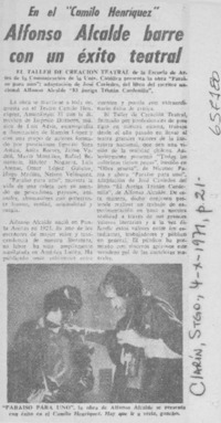 Alfonso Alcalde barre con un éxito teatral. Alfonso Alcalde barre con un éxito teatral.