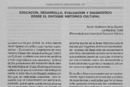 Educación, desarrollo, evaluación y diagnóstico desde el enfoque histórico cultural Educación, desarrollo, evaluación y diagnóstico desde el enfoque histórico cultural