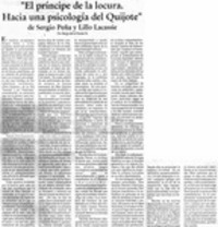 "El príncipe de la locura, hacia una psicología del Quijote" "El príncipe de la locura, hacia una psicología del Quijote"
