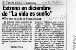 Estreno en diciembre de "La vida es sueño" Estreno en diciembre de "La vida es sueño"
