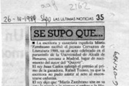 Se supo que -- Se supo que --