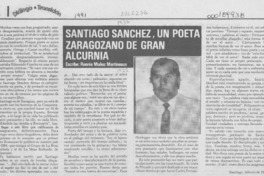 Santiago Sánchez, un poeta zaragozano de gran alcurnia Santiago Sánchez, un poeta zaragozano de gran alcurnia