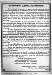 Recordando a Gustavo Adolfo Bécquer Recordando a Gustavo Adolfo Bécquer