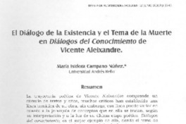 El diálogo de la existencia y el tema de la muerte en Diálogos del conocimiento de Vicente Aleixandre El diálogo de la existencia y el tema de la muerte en Diálogos del conocimiento de Vicente Aleixandre