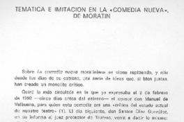 Temática e imitación en la "comedia nueva" de Moratín Temática e imitación en la "comedia nueva" de Moratín
