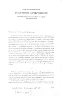 Discurso de incorporación Discurso de incorporación