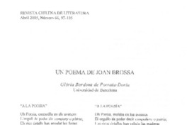 Un poema de Joan Brossa Un poema de Joan Brossa