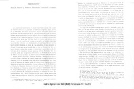 Rafael Alberti y Antonio Machado: amistad y tributo Rafael Alberti y Antonio Machado: amistad y tributo