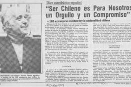 Ser chileno es para nosotros un orgullo y un compromiso". Ser chileno es para nosotros un orgullo y un compromiso".