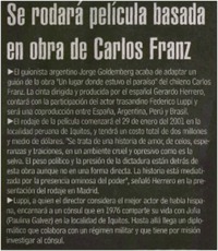 Se rodará película basada en obra de Carlos Franz Se rodará película basada en obra de Carlos Franz