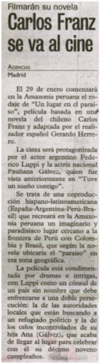 Carlos Franz se va al cine Carlos Franz se va al cine