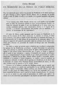 Un momento en la poesía de Pablo Neruda Un momento en la poesía de Pablo Neruda