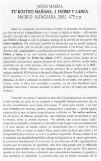 Javier Marías. Tu rostro mañana. 1 Fiebre y lanza Javier Marías. Tu rostro mañana. 1 Fiebre y lanza