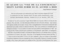Si acaso la "Voz de la Conciencia" según Xavier Zubiri es el acceso a Dios Si acaso la "Voz de la Conciencia" según Xavier Zubiri es el acceso a Dios