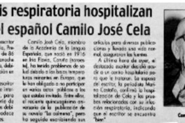 Por crisis respiratoria hospitalizan al Nobel español Camilo José Cela Por crisis respiratoria hospitalizan al Nobel español Camilo José Cela