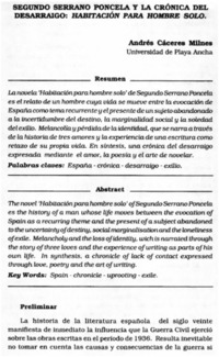 Segundo Serrano Poncela y la crónica del desarraigo: Habitación para hombre solo Segundo Serrano Poncela y la crónica del desarraigo: Habitación para hombre solo