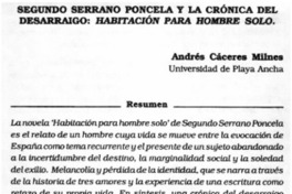 Segundo Serrano Poncela y la crónica del desarraigo: Habitación para hombre solo Segundo Serrano Poncela y la crónica del desarraigo: Habitación para hombre solo