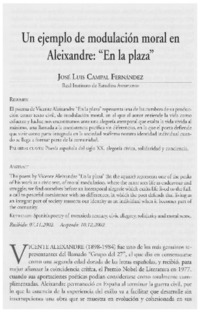 Un ejemplo de modulación moral en Aleixandre, "En la plaza" Un ejemplo de modulación moral en Aleixandre, "En la plaza"