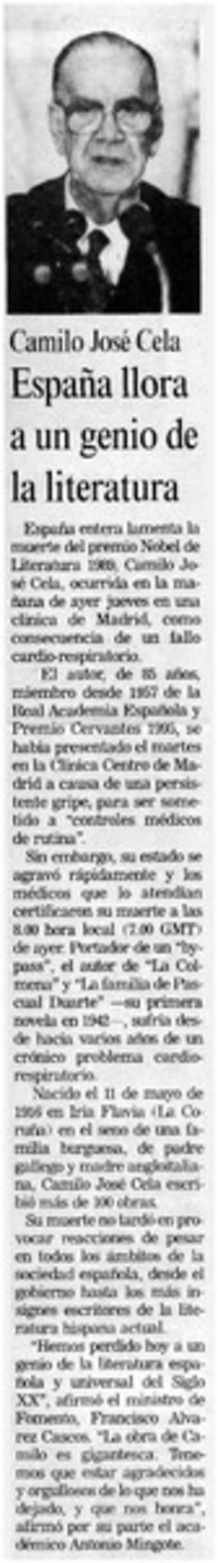España llora a un genio de la literatura. España llora a un genio de la literatura.