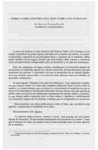 Sobre la obra histórica del prof. Pedro Laín Entralgo Sobre la obra histórica del prof. Pedro Laín Entralgo