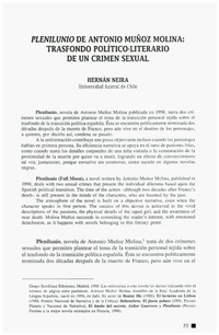 Plenilunio de Antonio Muñoz Molina: Trasfondo político-literario de un crimen sexual Plenilunio de Antonio Muñoz Molina: Trasfondo político-literario de un crimen sexual